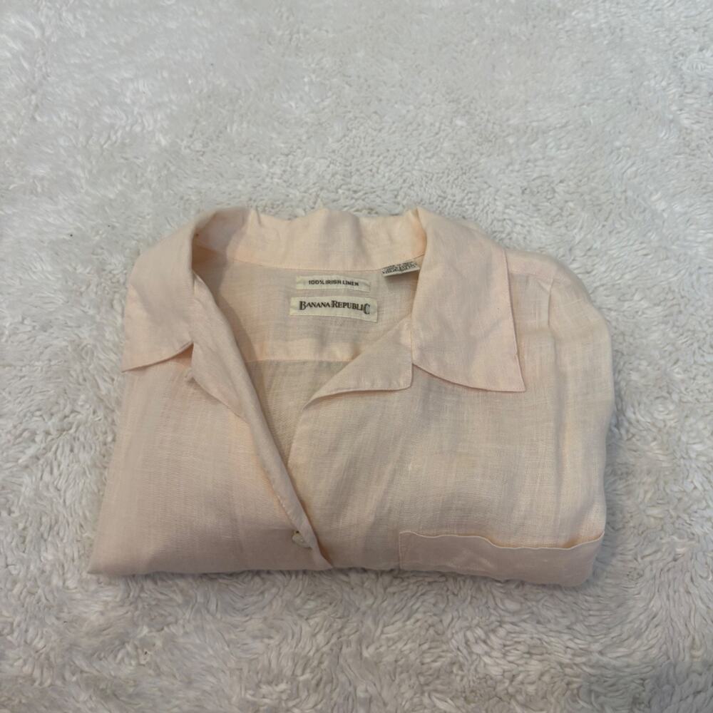 VGT Banana Republic Womens Pink Irish Linen Button Up Cottage Pheasant Fairy S